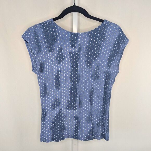Vintage 90s Blue Polka Dot Textured Cap Sleeve Top Indie Minimalist Y2K - Picture 6 of 6